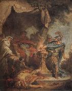 Francois Boucher Mucius Scaevola putting his hand in the fire oil painting artist